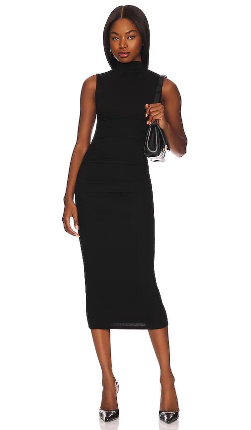 Enza Costa Silk Knit Sleeveless Twist Midi Dress in Black Cover