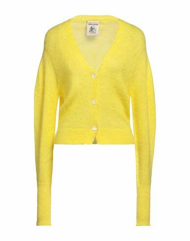 Semicouture Woman Cardigan Yellow Acrylic, Polyamide, Mohair wool Cover