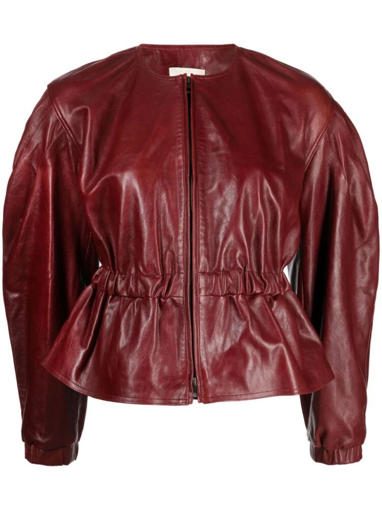 Ulla Johnson puff-sleeve leather jacket - Red Cover