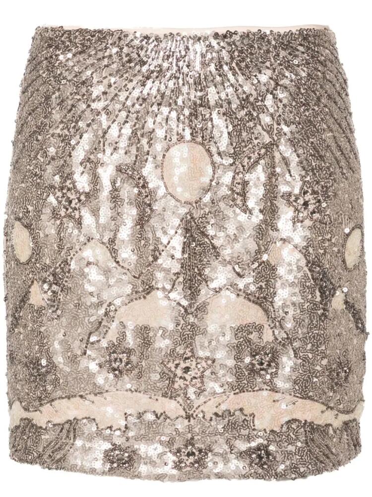 AllSaints Jamilia sequin-embellished mini shirt - Neutrals Cover