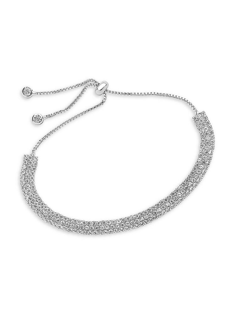 Sterling Forever Women's Rhodium Plated & Cubic Zirconia Slider Bracelet Cover