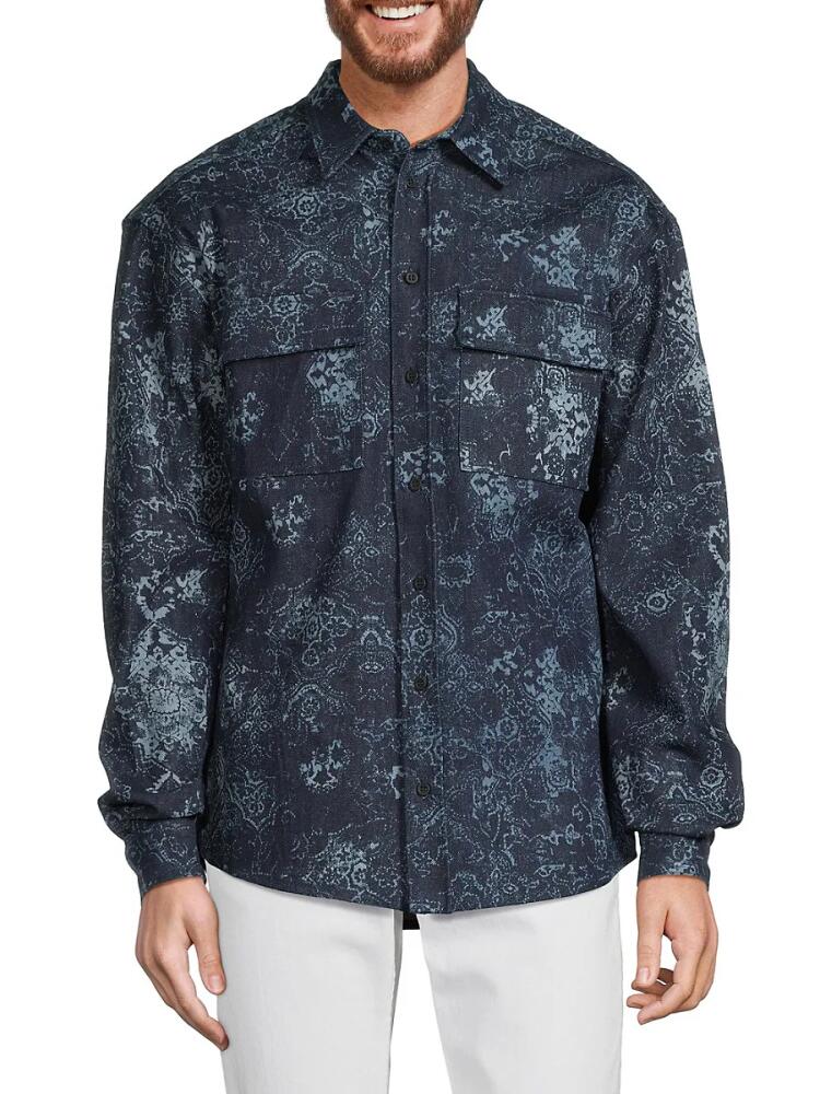 RTA Men's Adnois Paisley Utility Shirt - Blue Cover