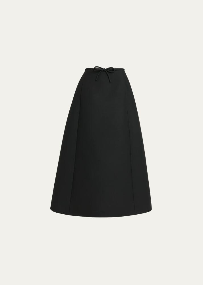 Valentino Garavani Bow Pintuck Wool Midi Skirt Cover