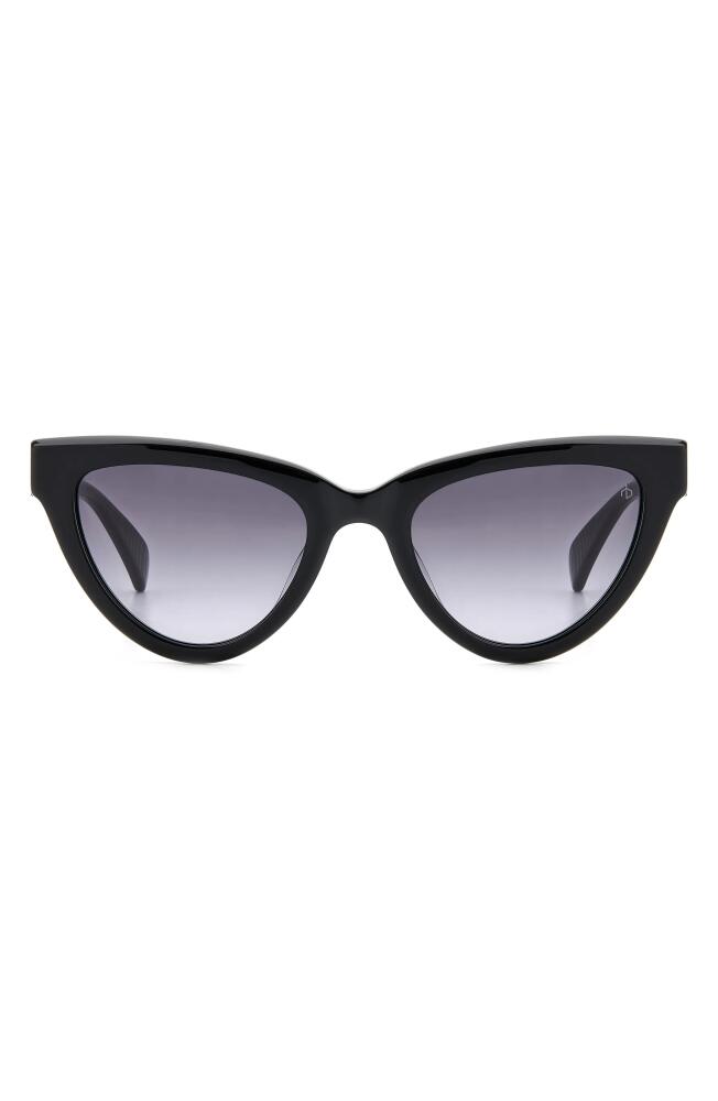 rag & bone 52mm Cat Eye Sunglasses in Black/Grey Shaded Cover