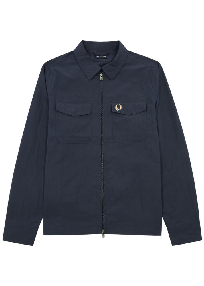 Fred Perry Logo-embroidered Crinkled Nylon Overshirt - Navy Cover