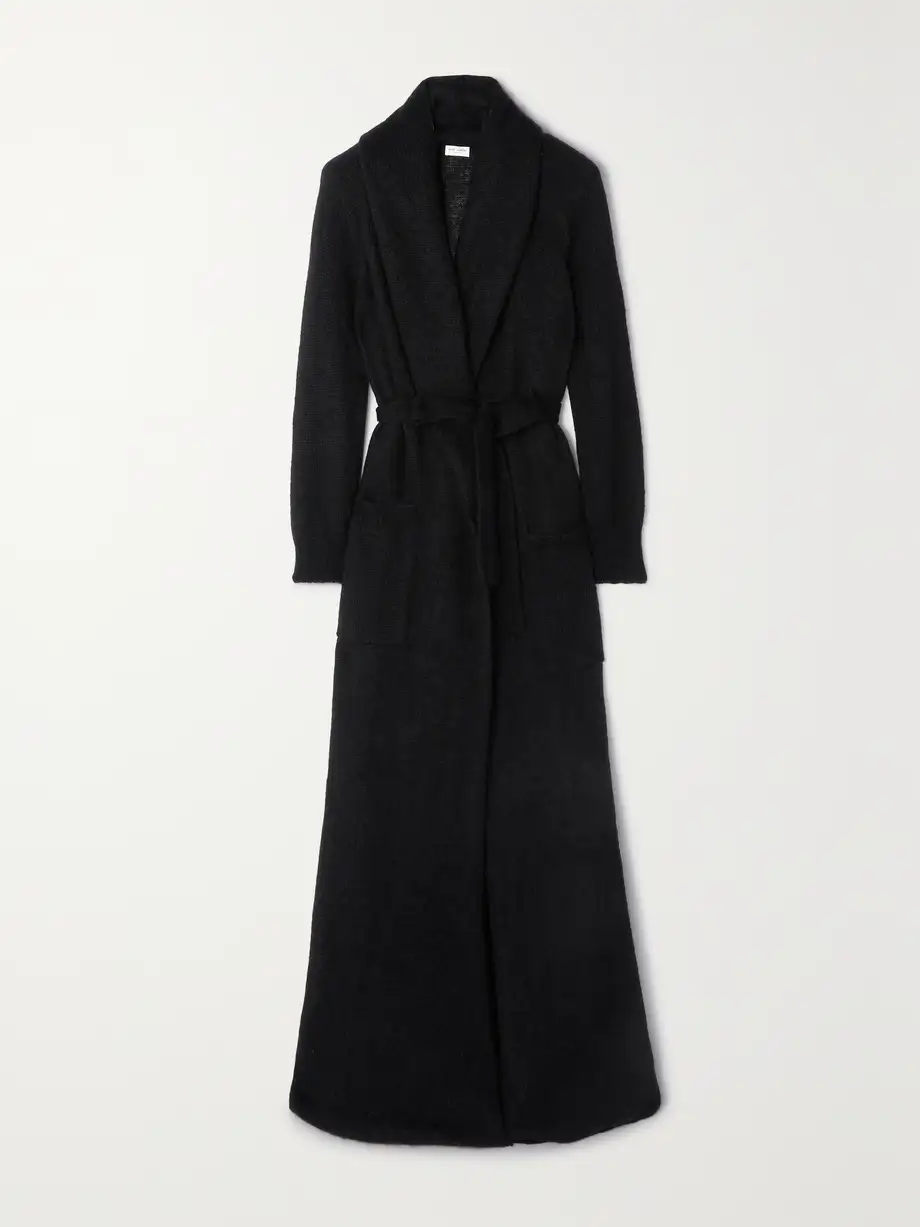 SAINT LAURENT - Belted Mohair-blend Coat - Black Cover