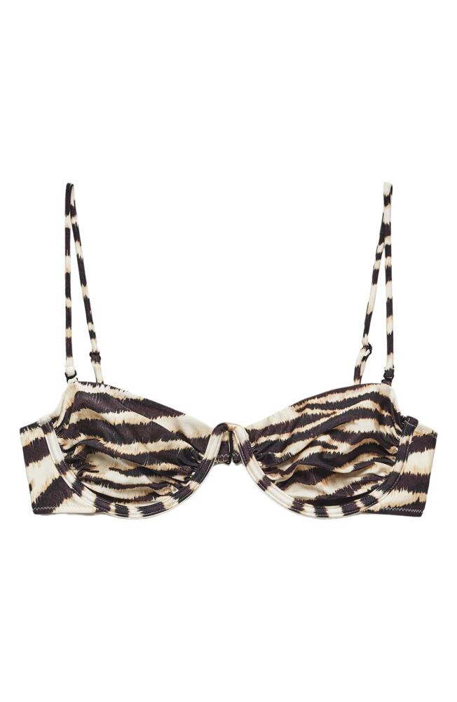 MANGO Animal Print Underwire Bikini Top in Black Cover