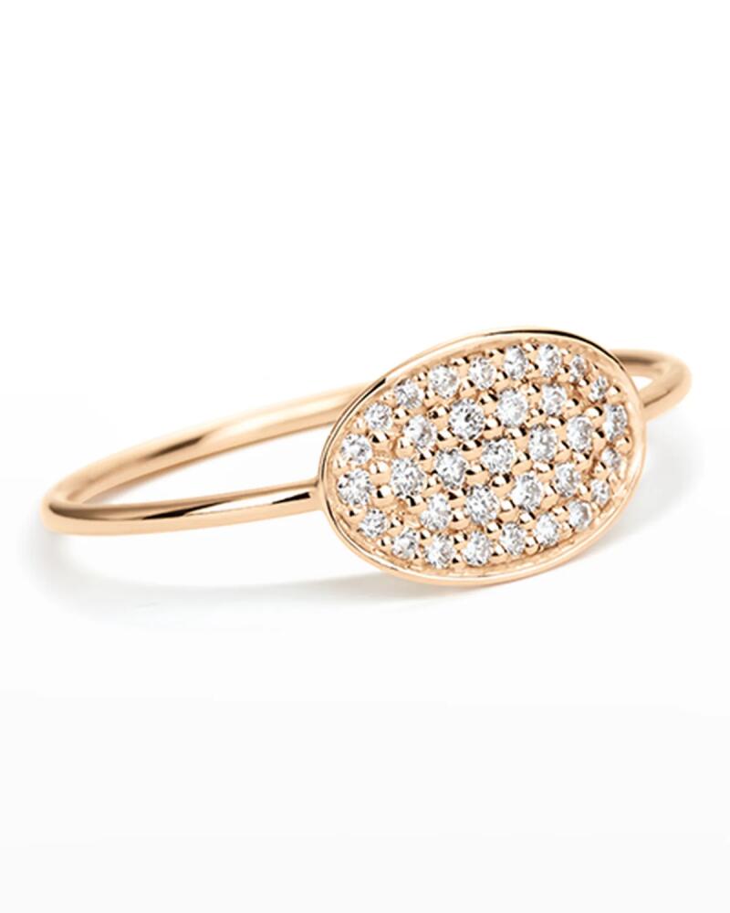 GINETTE NY 18k Rose Gold White Diamond Mini Sequin Ring, Size 6 Cover