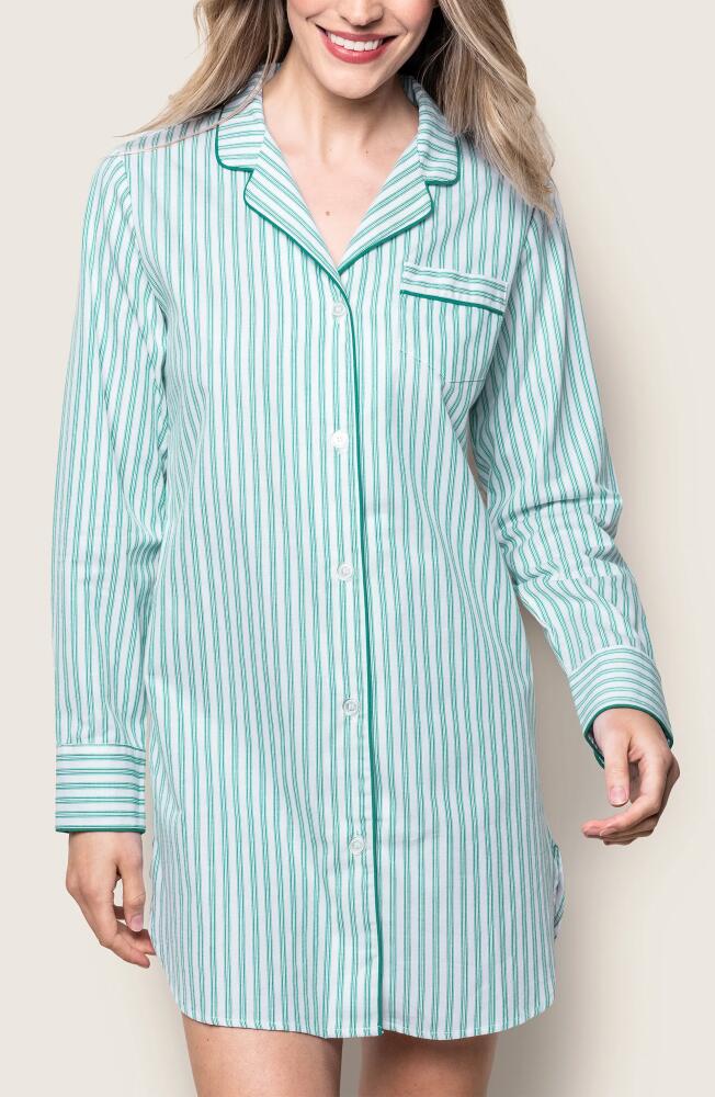 Petite Plume Emerald Stripe Cotton Nightgown in Green Cover