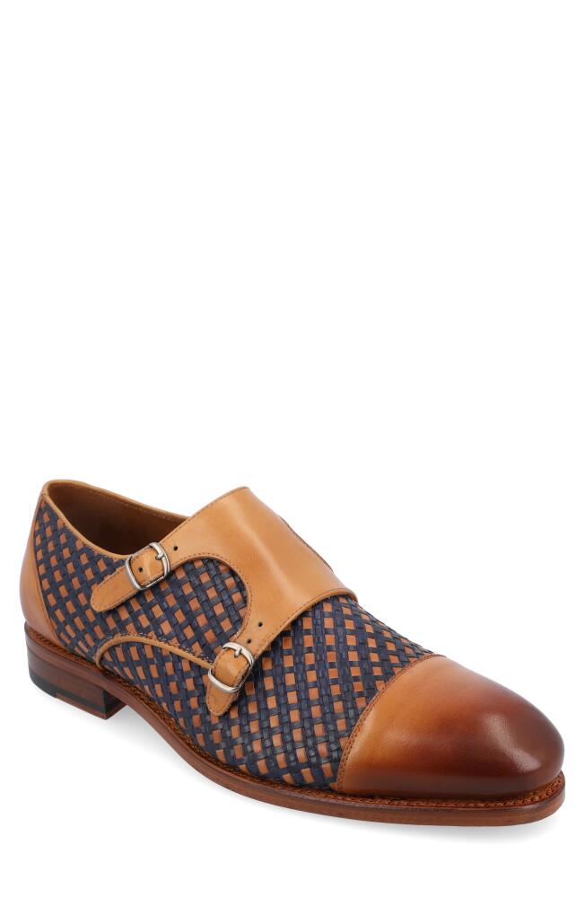 TAFT The Lucca Double Monk Strap Shoe in Navy Woven Cover