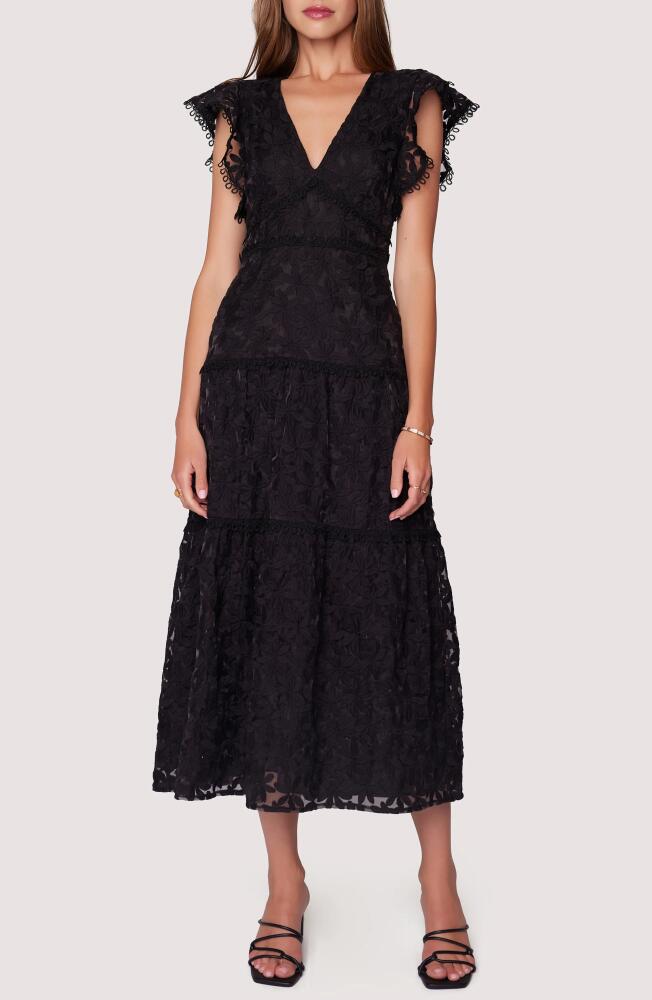 Lost + Wander Madonna Blossom Flutter Sleeve Organza Midi Dress in Black Cover