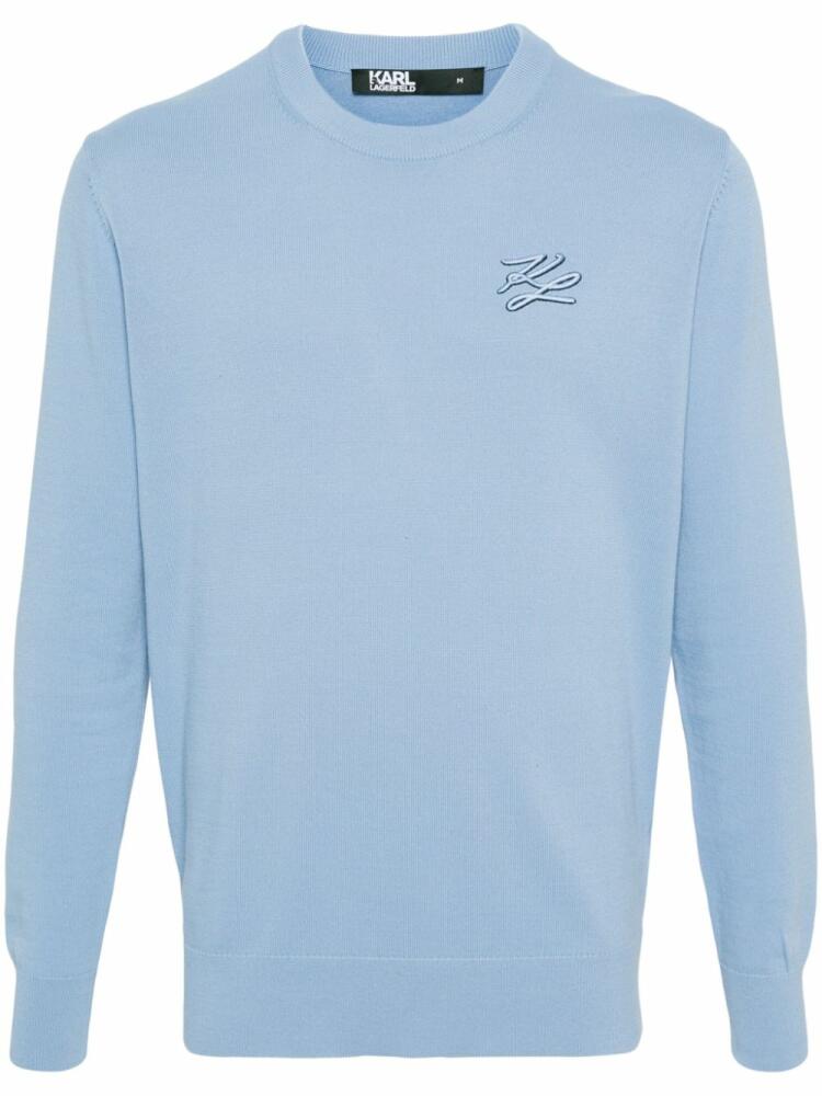 Karl Lagerfeld logo-embroidered jumper - Blue Cover