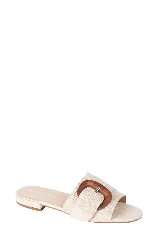 patricia green Venice Buckle Slide Sandal in Cream Cover