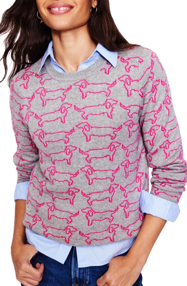 Boden Heather Jacquard Sweater in Grey Marl Pink Sausage Dog Cover