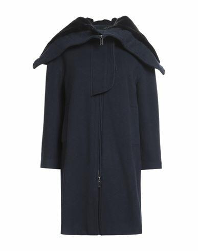 Emporio Armani Woman Coat Midnight blue Virgin Wool, Polyamide Cover