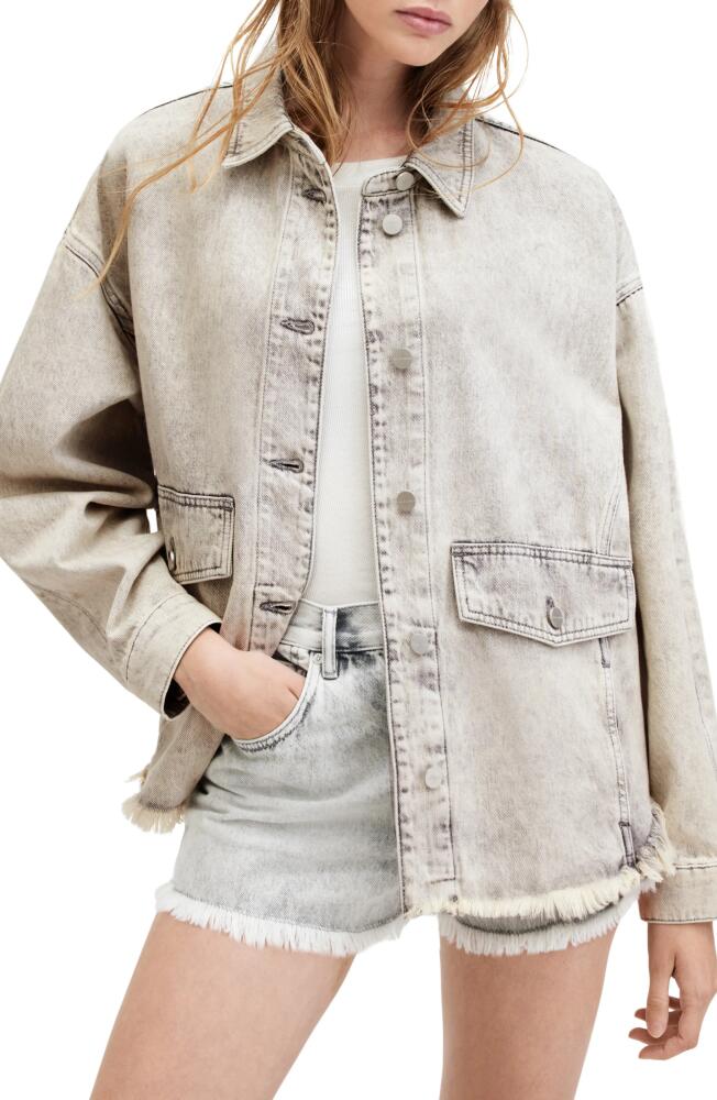 AllSaints Hettie Denim Shacket in Snow Grey Cover