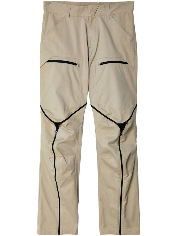 Olly Shinder zip-detailing cotton straight-leg trousers - Neutrals Cover