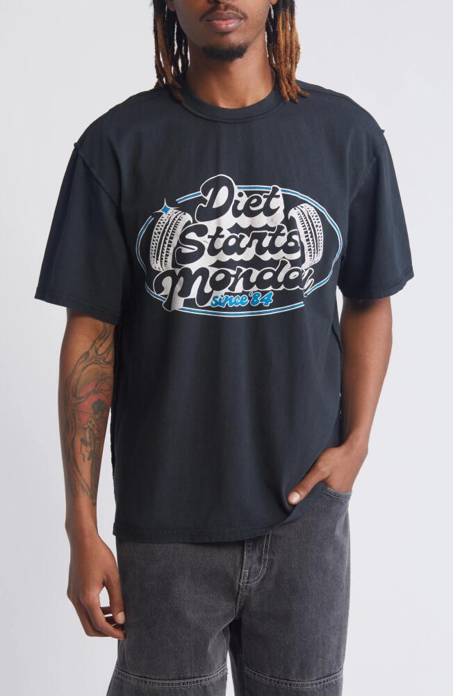 DIET STARTS MONDAY Auto Logo Cotton Graphic T-Shirt in Vintage Black Cover