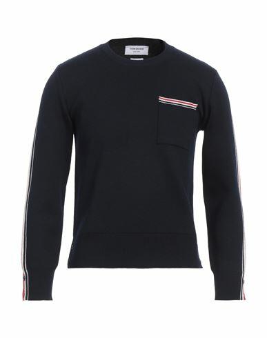 Thom Browne Man Sweater Midnight blue Merino Wool, Nylon Cover