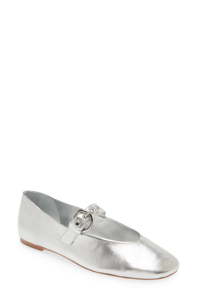 Reformation Bethany Mary Jane Flat in Silver Cover