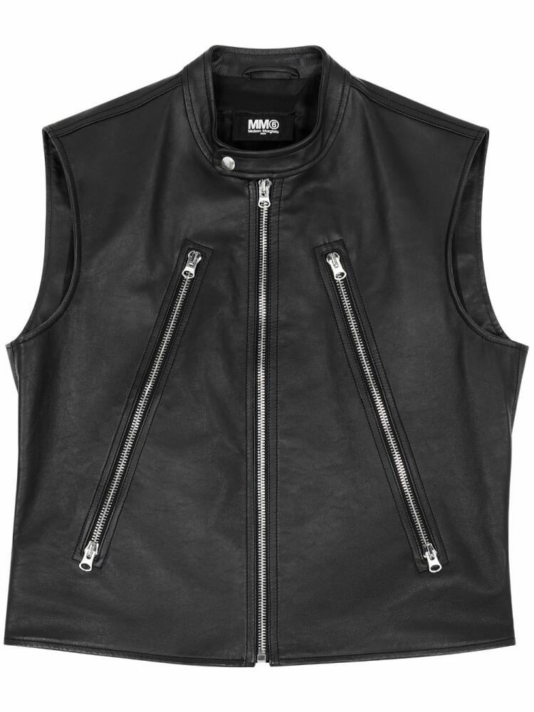 MM6 Maison Margiela leather biker gilet - Black Cover