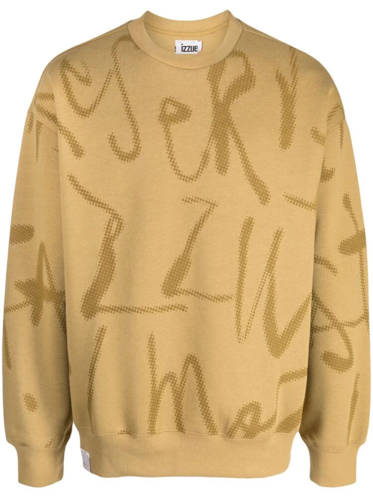 izzue graphic-print jersey-texture sweatshirt - Yellow Cover