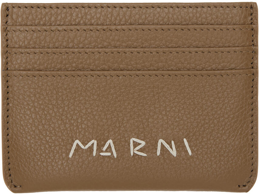 Marni Taupe Logo Card Holder Cover