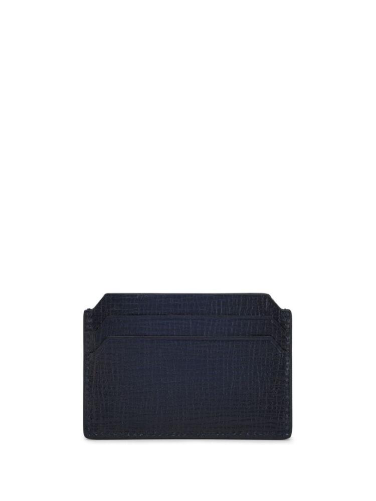 Santoni debossed-logo leather cardholder - Blue Cover