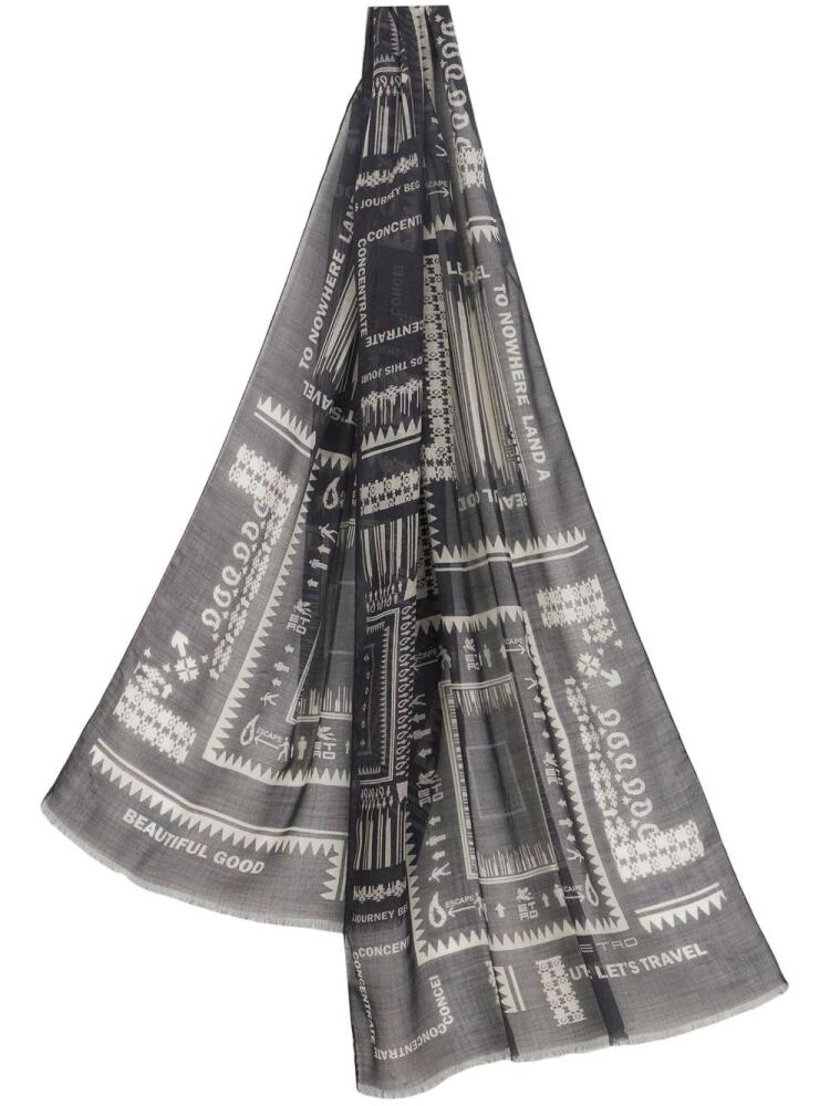 ETRO graphic cashmere sheer scarf - Black Cover