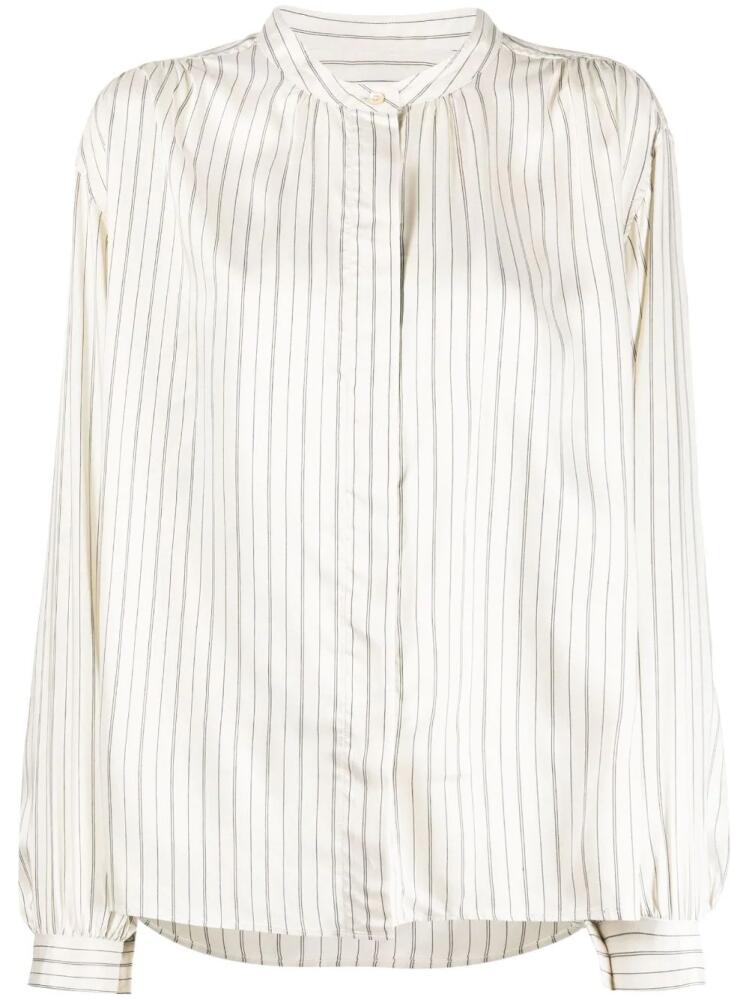 ISABEL MARANT striped band-collar shirt - White Cover