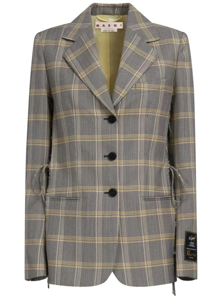 Marni plaid-check single-breasted ripped blazer - Grey Cover