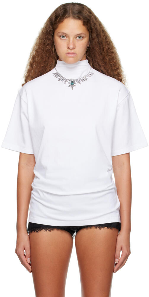 Pushbutton White Emerald Necklace T-Shirt Cover