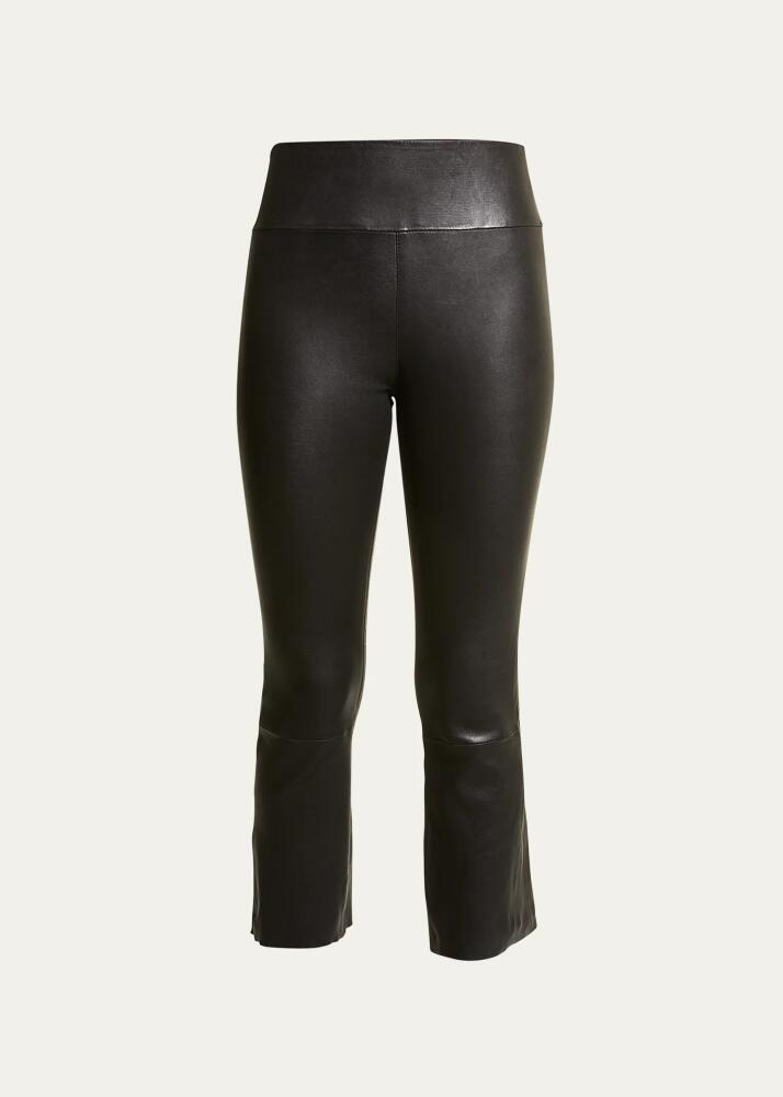 SPRWMN High-Waist Flare-Leg Cropped Leather Leggings Cover