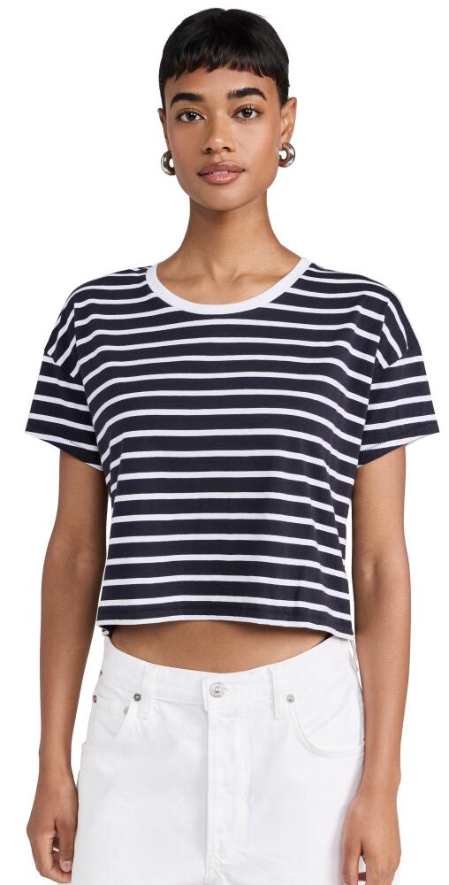 Goldie Drop Shoulder Crop Tee Navy/White Cover