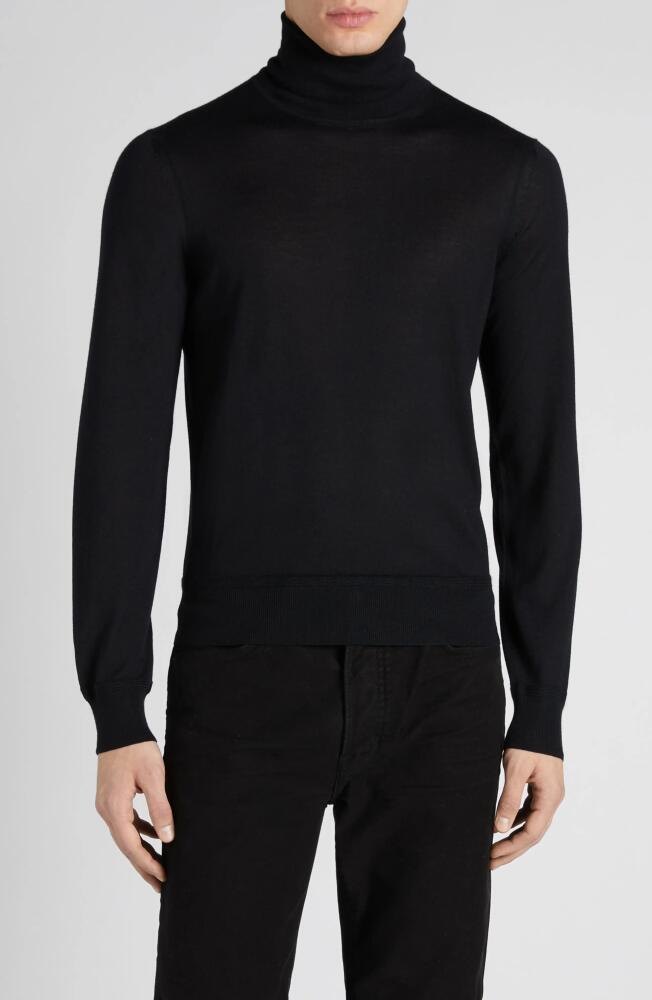 TOM FORD Fine Gauge Cashmere & Silk Turtleneck Sweater in Black Cover