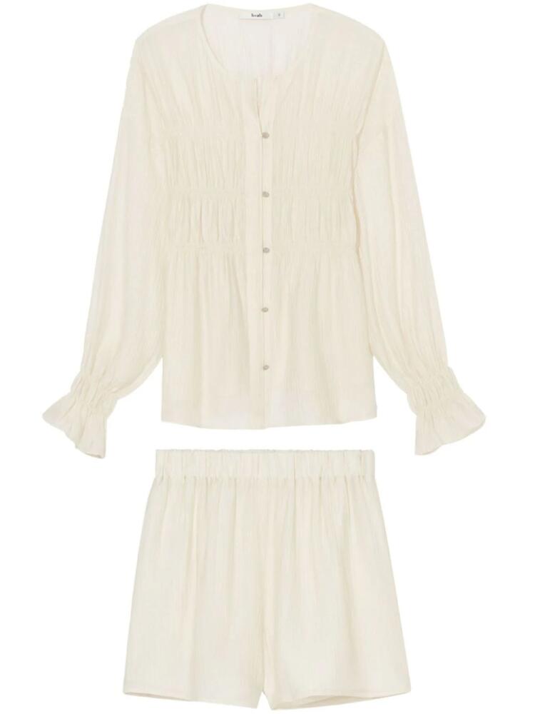 b+ab pleated shirred-effect short set - Neutrals Cover