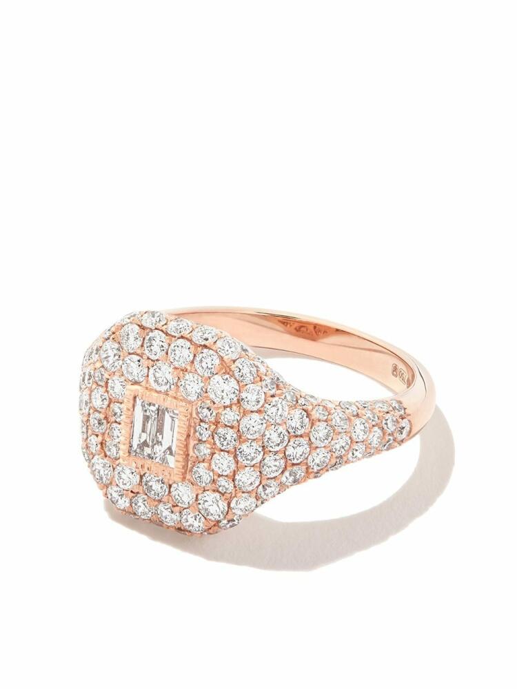 SHAY 18kt rose gold diamond baguette pavé ring - Pink Cover