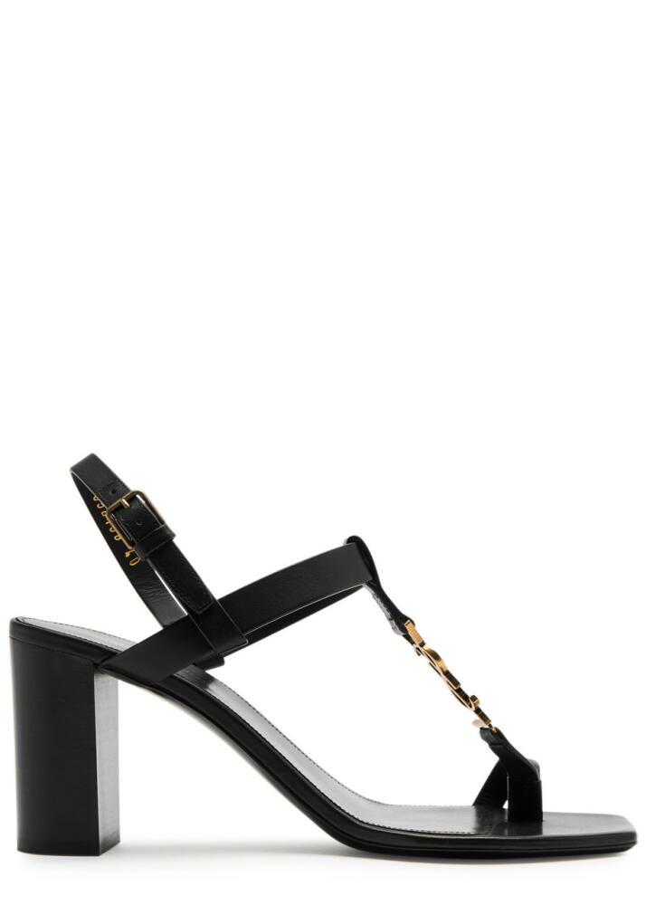 Saint Laurent Cassandra 75 Leather Sandals - Black Cover