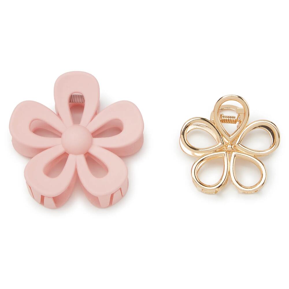 Kelly & Katie Flower Outline Hair Clips 2 Pack | Women's | Pink/Gold Cover