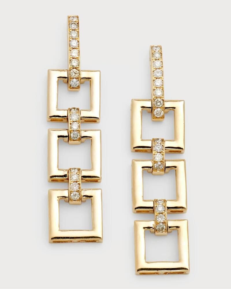 Siena Jewelry 14K Yellow Gold 3-Square Diamond Chain Earrings Cover