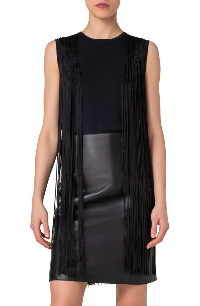 Akris Long Fringe Sleeveless Sweater in Black Cover