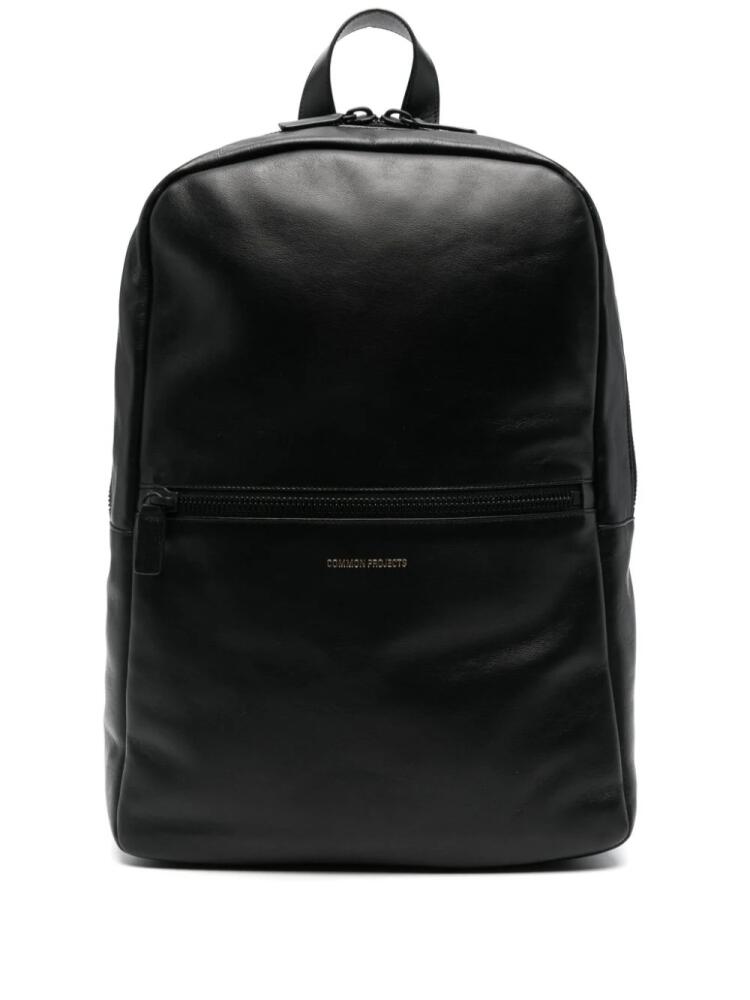 Common Projects logo-stamp leather backpack - Black Cover