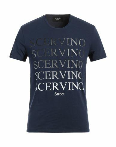 Scervino Man T-shirt Midnight blue Cotton, Elastane Cover