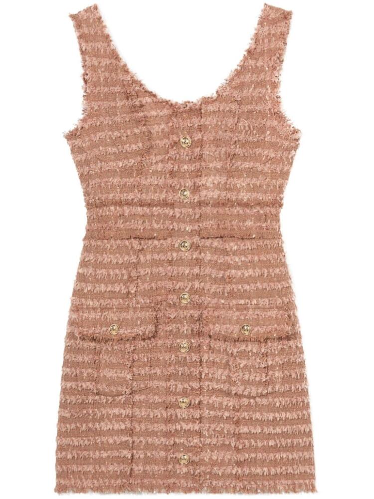 b+ab bouclé fringe-trimmed minidress - Pink Cover