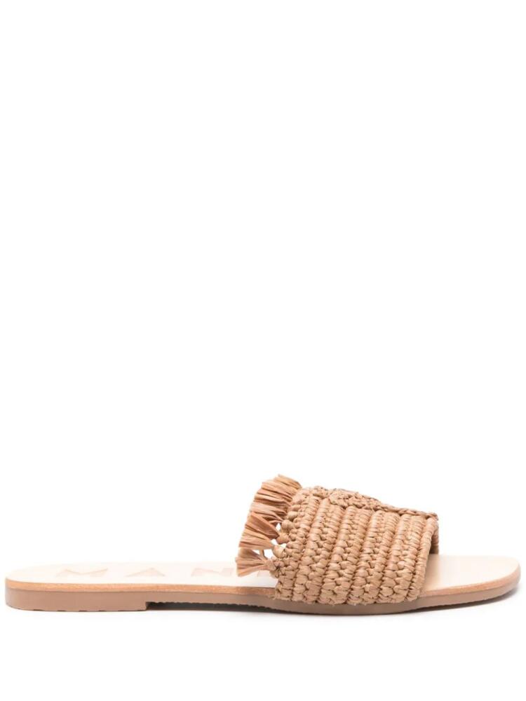 Manebi fringed raffia slides - Neutrals Cover