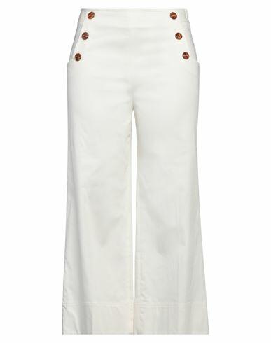 Nenette Woman Pants White Cotton, Elastane Cover