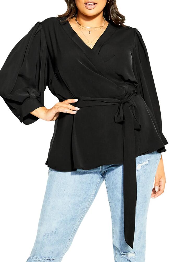 City Chic Sultry Wrap Top in Black Cover