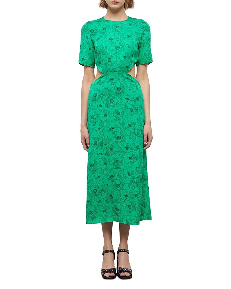 The Kooples Graphic Poppies Cutout Midi Dress Cover