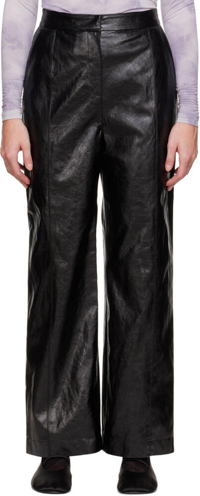 LVIR Black Grained Faux-Leather Pants Cover