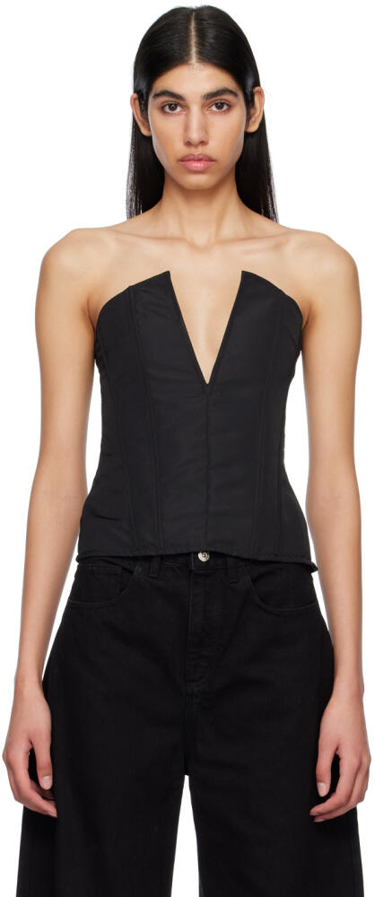 Marques Almeida Black V-Neck Tank Top Cover